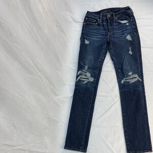 American Eagle Airflex360 Men’s Distressed Blue Jeans (28x34)